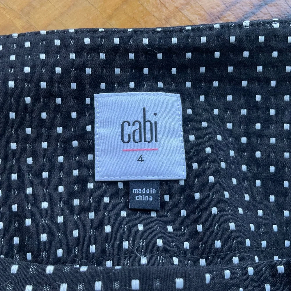CAbi #5175 Pants Cropped Trousers Black White Polka Dot Side Zip Women's Size 4